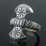 Viking axe ring silver 5 (49.32 mm) nz