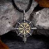 Viking compass pendant Golden leather / 60 cm nz