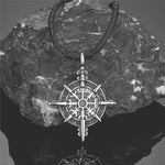 Viking compass pendant Silver leather / 60 cm nz