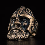 Viking warrior head bronze ring 5 (49.32 mm) nz