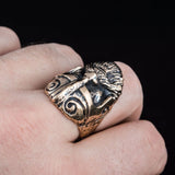 Viking warrior head bronze ring 5 (49.32 mm) nz