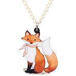 Watercolour fox necklace Acrylic nz