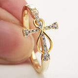 White crystal cross ring nz