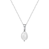 White cultured pearl pendant Silver nz