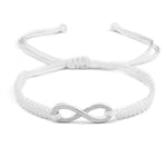 White infinity bracelet with cotton cord nz