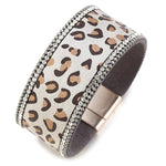 White leopard leather bracelet One size fits all nz