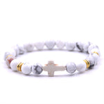 White Pearl Cross Bracelet nz