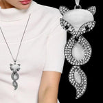 White Stone Fox Necklace white gold plated nz