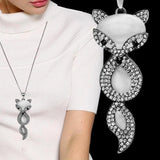 White Stone Fox Necklace white gold plated nz