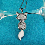 White Stone Fox Necklace white gold plated nz