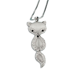 White Stone Fox Necklace white gold plated nz