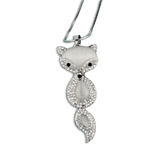 White Stone Fox Necklace white gold plated nz