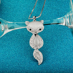 White Stone Fox Necklace white gold plated nz