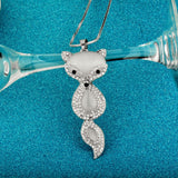 White Stone Fox Necklace white gold plated nz