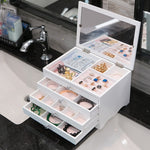 White Wooden Jewellery Box 4 drawers with mirror nz