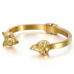 Wolf head bangle Gold nz