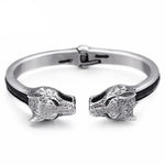 Wolf head bangle Silver and black nz