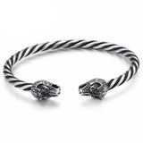 Wolf head bangle Twisted silver nz