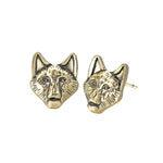 Wolf Head Earrings Golden nz