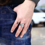 Wolf head ring in Steel nz