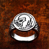 Wolf head ring in Steel nz
