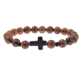 Wooden bracelet with cross Black nz