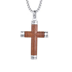 Wooden cross necklace Silver nz