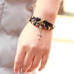 Wooden pearl cross bracelet nz