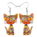 Yellow cat mosaic earrings nz
