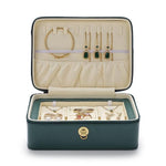 Zip-Up Leather Jewellery Case Green nz